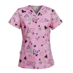 Ιατρική Μπλούζα Bambina Ροζ Καρδιές για Γυναίκες B-Well 400763
