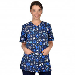 Ιατρική Μπλούζα Carina με Πατούσες για Γυναίκες με Κουμπιά B-Well 401567