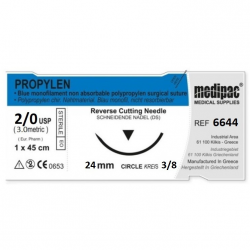 Ράμμα PROPYLEN 2/0 Τριγωνική Βελόνα 24mm -  45cm Medipac