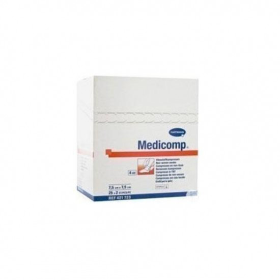 Medicomp Αποστειρωμένη Γάζα Non Woven 4πλά 7.5x7.5cm (2 Συσκευασίες των 25 Τεμαχίων) HARTMANN 421723