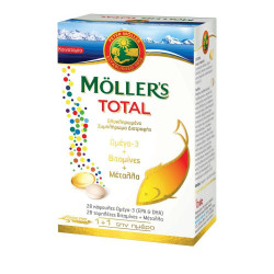 Ιχθυέλαιο Ωμέγα 3 28 Κάψουλες Βιταμίνες & Μέταλλα 28 Ταμπλέτες Moller's Total Omega 3